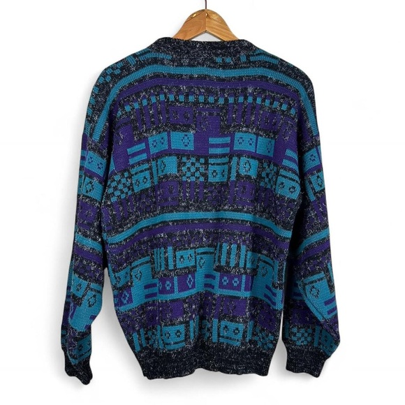 80s Poplar Classics vintage blue and purple sweater - Picture 8 of 8